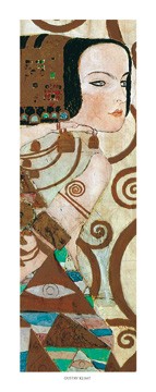 Gustav Klimt, L'attesa (Klassische Moderne,dekorativ, Jugendstil, Japonismus, Eros&People, Frau, Die Erwartung, Ornamente, geometrische Formen, bunt, Wohnzimmer, Treppenhaus, Schlafzimmer, Malerei)