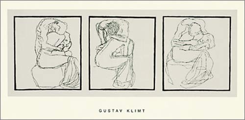 Gustav Klimt, Love couples, 1903 (Büttenpapier) (Klassische Moderne, Zeichnung, Jugendstil, Eros&People, Frau, Mann, Umarmung, Akt, Erotik, Liebe, schwarz / weiß, Wohnzimmer, Treppenhaus, Schlafzimmer, Malerei)