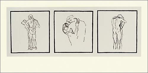 Gustav Klimt, Love couples, 1905 (Büttenpapier) (Klassische Moderne, Zeichnung, Jugendstil, Eros&People, Frau, Mann, Umarmung, Akt, Erotik, Liebe, schwarz / weiß, Wohnzimmer, Treppenhaus, Schlafzimmer, Malerei)