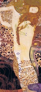 Gustav Klimt, Wasserschlangen I (Wunschgröße, Klassische Moderne,dekorativ, Jugendstil, Eros&People, Frau, Wasserwesen, Erotik, Ornamente, Akt, bunt, Wohnzimmer, Treppenhaus, Schlafzimmer, Malerei)