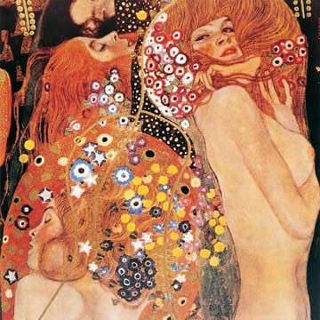 Gustav Klimt, Wasserschlangen (Wunschgröße, Klassische Moderne,Wasserwesen, dekorativ, Jugendstil, Erotik, Frau, Ornamente, Akt, nackt,  bunt, Wohnzimmer, Schlafzimmer, Malerei)