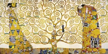 Gustav Klimt, Lebensbaum (Wunschgröße, Klassische Moderne,dekorativ, Jugendstil, Eros&People, Frau, Mann, Umarmung, Erwartung, Baum des Lebens, Ornamente, geometrische Formen, bunt, Wohnzimmer, Treppenhaus, Schlafzimmer, Malerei)