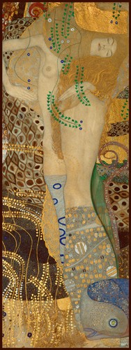 Gustav Klimt, Wasserschlangen I (Wunschgröße, Klassische Moderne,Wasserwesen, dekorativ, Jugendstil, Erotik, Frau, Ornamente, Akt, nackt,  bunt, Wohnzimmer, Schlafzimmer, Malerei)