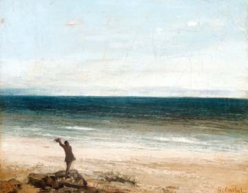 Gustave Courbet, Le bord de mer à Palavas (Wunschgröße, Malerei, Realismus, Landschaft, Meeresbrise, Küste, Strand, Horizont, Sehnsucht, Meer, Wohnzimmer,  bunt)