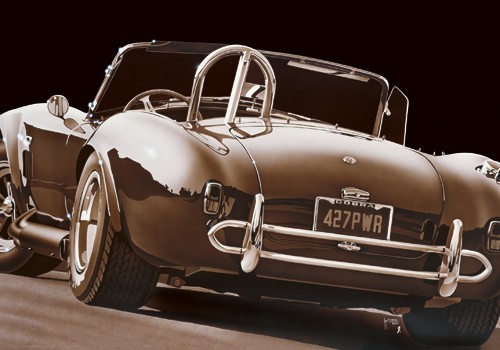 Guy Tempier, 427 PW (Wunschgröße, Modern, Malerei Fotorealismus, Auto, Cabriolet, Überrollbügel, Sportwagen, Luxus, Autohaus, Jugendzimmer, schwarz/weiß)