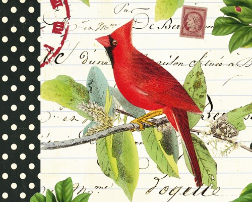 Gwenaëlle TROLEZ, Cardinal (Postkartenkunst, Postkarte, Grafik, Vogel, Kardinal, Zweig, Kalligrafie, Briefmarke, Nostalgie, Treppenhaus, Wohnzimmer, bunt)