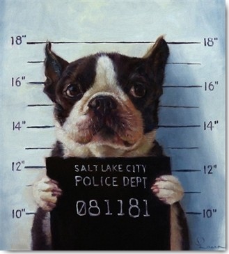 Lucia Heffernan, Mug Shot (Gefängnis, Verbrecher, Foto, Hund, Spaß, Grafik, Wunschgröße, witzig, lustig, komisch, Wohnzimmer, Treppenhaus, bunt,Comic)
