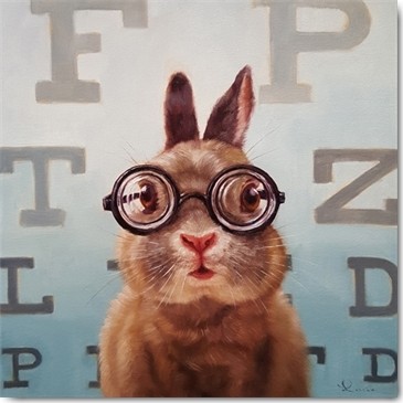 Lucia Heffernan, Four Eyes (Hase, Brille, Augen, gucken, Optiker, Spaß, Grafik, Wunschgröße, witzig, lustig, komisch, Wohnzimmer, Treppenhaus, bunt,Comic)
