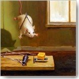 Lucia Heffernan, Mission Impossible (Maus, Mausefalle, Käse, Raffinesse, List, Abseilen, Spaß, Grafik, Wunschgröße, witzig, lustig, komisch, Wohnzimmer, Treppenhaus, Esszimmer, bunt,Comic)
