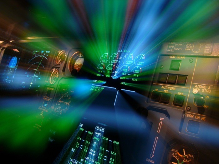 Hady Khandani, COCKPIT INSTRUMENTS 2 (HADYPHOTO, Fotografie, Cockpit, Flugzeug, Armaturen, Instrumente, Technik, Lichteffekte, Wunschgröße, bunt)
