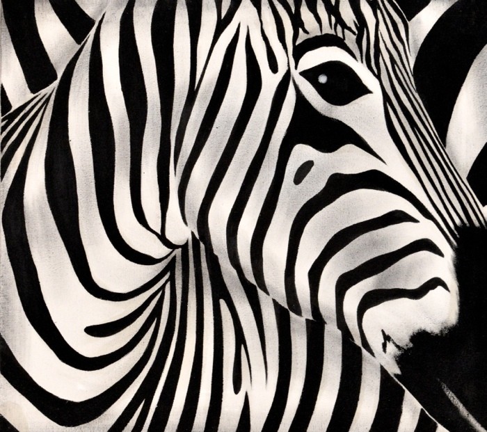 Hady Khandani, PAINTING - THE ZEBRA 2 (HADYPHOTO, Malerei, Tiere, Tierportrait, Zebra, Streifen, Wohnzimmer, Treppenhaus, Wunschgröße, schwarz/weiß)