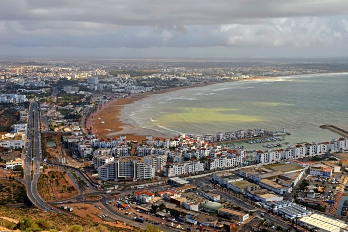 Hady Khandani, VIEW OF AGADIR - MOROCCO (HADYPHOTO, Fotografie, Städte, meer, Küste, Luftbild, Vogelperspektive,  Marokko, Afrika, Wohnzimmer, Treppenhaus, Wunschgröße, bunt)