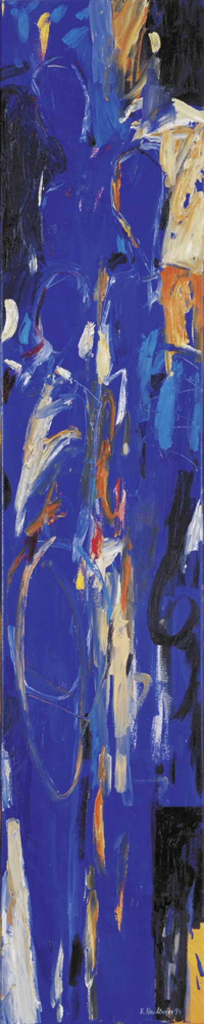 Karin R. Haslinger, Stele Blau, 1994 (Zeitgenössisch, Modern, Abstrakt, Malerei, Menschen, Personen, blau)