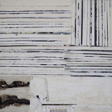 Helmut           Ranftl          , Mauerzeichen II (Streifen, Balken, Farbauftrag, pastos, Malerei, Abstrakt,  Wunschgröße,  Wohnzimmer, Büro, Business, Abstrakt, Modern, schwarz/weiß)