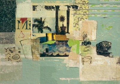Helmut Ranftl, Teamwork II (Abstrakt, Collage,  Wunschgröße,  Team, Wohnzimmer, Büro, Business, Abstrakt, Modern, grün/bunt)
