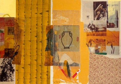 Helmut Ranftl, Teamwork III (Abstrakt, Collage,  Wunschgröße,  Team, Wohnzimmer, Büro, Business, Abstrakt, Modern, gelb/bunt)