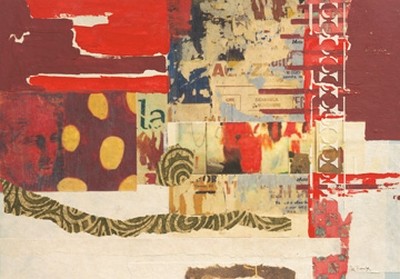 Helmut Ranftl, Teamwork IV (Abstrakt, Collage,  Wunschgröße,  Team, Wohnzimmer, Büro, Business, Abstrakt, Modern, rot/bunt)