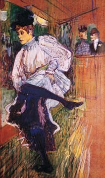 Henri de Toulouse-Lautrec, Jane Avril tanzend (Malerei, Jugendstil, Plakatkunst, Jane Avril, Frau, Tanz, French Can-Can, Tänzerin, Revue, Persönlichkeit, Schlafzimmer, Treppenhaus, Wohnzimmer, Wunschgröße, bunt)