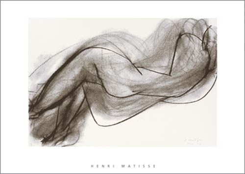 Henri Matisse, Nu couché de dos, 1944 (Büttenpapier) (Zeichnung, Rückenakt, nackte Frau, Fauvismus, Klassische Moderne, Wohnzimmer, Treppenhaus, Schlafzimmer, schwarz/weiß)
