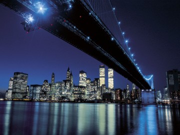 Henri Silberman, Brooklyn Bridge at Night (Fotographie, Photokunst, Fotokunst, Städte&Gebäude, Architektur, Brücke, Büro, Business)
