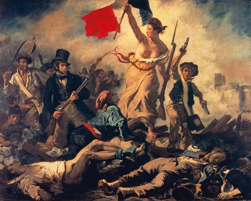 Henry-Eugne Delacroix, Die Freiheit fhrt das Volk (Wunschgröße, Krieg, Soldaten, Frau, Freiheit, Revolution, Frankreich, Aufstand, Mut, Klassiker, Spätromantik, Wohnzimmer, Treppenhaus, bunt)