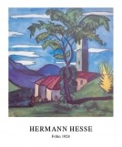 Hermann HESSE, Fhn, 1924 (Malerei, Aquarell, Landschaft, Kirche, Hügel, Berge, Baum)