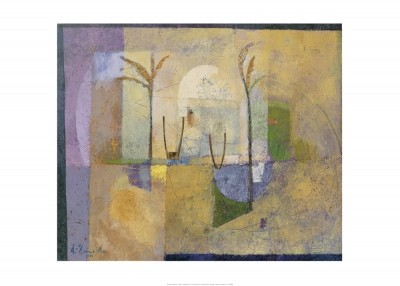 Astrid Heinecke, Oasis (Abstrakt, abstrakte Malerei, Moderne, abstrakte Muster, Palmen, Oase,  Farbfelder, Wohnzimmer, Büro)
