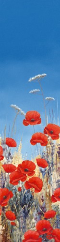 Hilary Mayes, Summer Poppies II (Blumen, Natur, Floral, Mohn, Blumenwiese, Sommer, Treppenhaus, Wohnzimmer, Wintergarten, Malerei, Wunschgröße,  bunt)