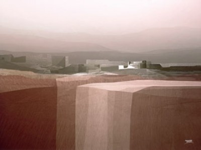 Fernando Hocevar, Marvellous Landscape II (Landschaften, Abstrakte Malerei, braun, grau, Büro, Business)