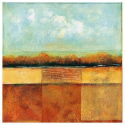 Fiona Hoop, Green Sky (Modern, Absrakt, Malerei, Landschaften, Farbfelder, Bäume, Himmel)