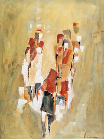 Hörmannsdorfer, Meeting II (Modern, Malerei, Abstrakt, Figurativ, Menschen, Personen, Farbflächen,)