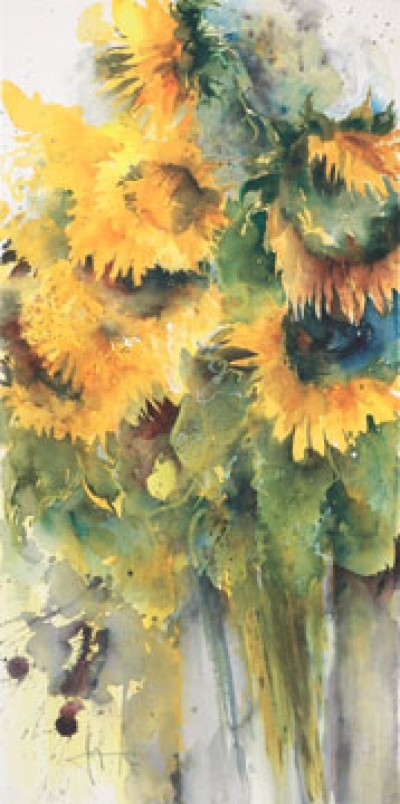 Ekkehard Hofmann, Sonnenblumen (Modern, Malerei, Natur, Pflanze, Blume, Blüte, gelb)
