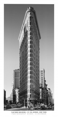 Henri Silberman, Flatiron Building (Städte, Metropolen, New York, Hochhaus, Wahrzeichen, Fotokunst, Städte&Gebäude, Architektur, Büro, Wohnzimmer, schwarz/weiß)