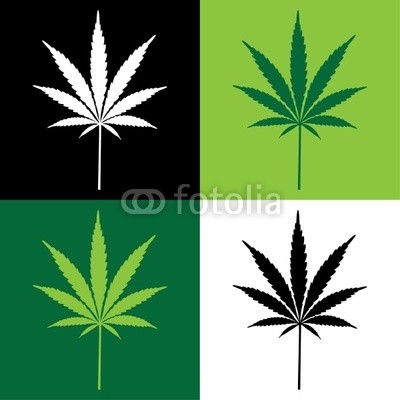 i3alda, four cannabis leaf illustration (Wunschgröße, Grafik, Druck, modern, Reproduktion, Pflanze, Blatt, Drogen, Rauschmittel, Hanf, Jugendzimmer, Pop Art, grün / weiß / schwarz)