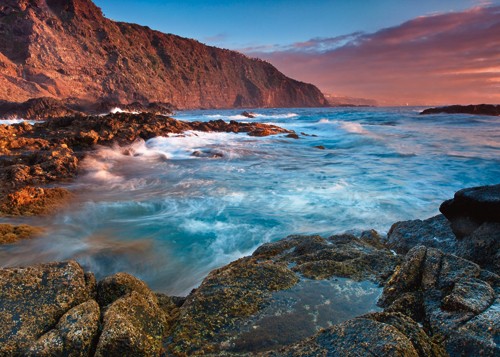 Lothar Ernemann, Mesa del Mar Teneriffa (Wunschgröße, Fotografie, Landschaftsfotografie, Meeresbrise, Spanien, Atlantik, Kanarische Insel, Felsenküste, Brandung, Wohnzimmer, Treppenhaus, Arztpraxis, Schlafzimmer, bunt)