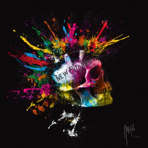 Patrice Murciano, New Future (Pop Art, Skull, Totenkopf, Schädel, Punk, Irokese, Iro, Leuchtfarben, Neon, Schrill, Modern, Malerei, Jugendzimmer, Wohnzimmer, Jugendzentrum, bunt)