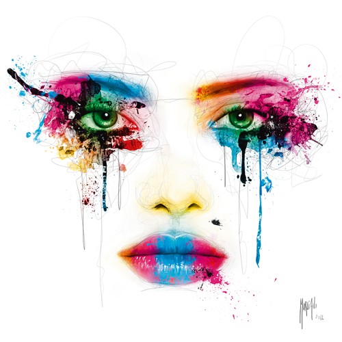 Patrice Murciano, Colors (Pop Art, Punk, Mädchen, Portrait, Mund, Lippen, Augen, Farbspritzer, sinnlich, Leuchtfarben, Neon, Schrill, Modern, Malerei, Jugendzimmer, Wohnzimmer, Jugendzentrum, bunt)