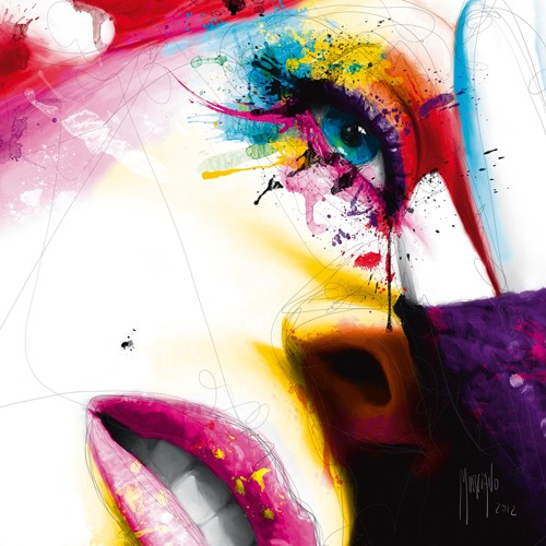 Patrice Murciano, Sensual Colors (Pop Art, Punk, Mädchen, Portrait, Mund, Lippen, Augen, 
Farbspritzer, sinnlich, Leuchtfarben, Neon, Schrill, Modern, Malerei, Jugendzimmer, Wohnzimmer, Jugendzentrum, bunt)