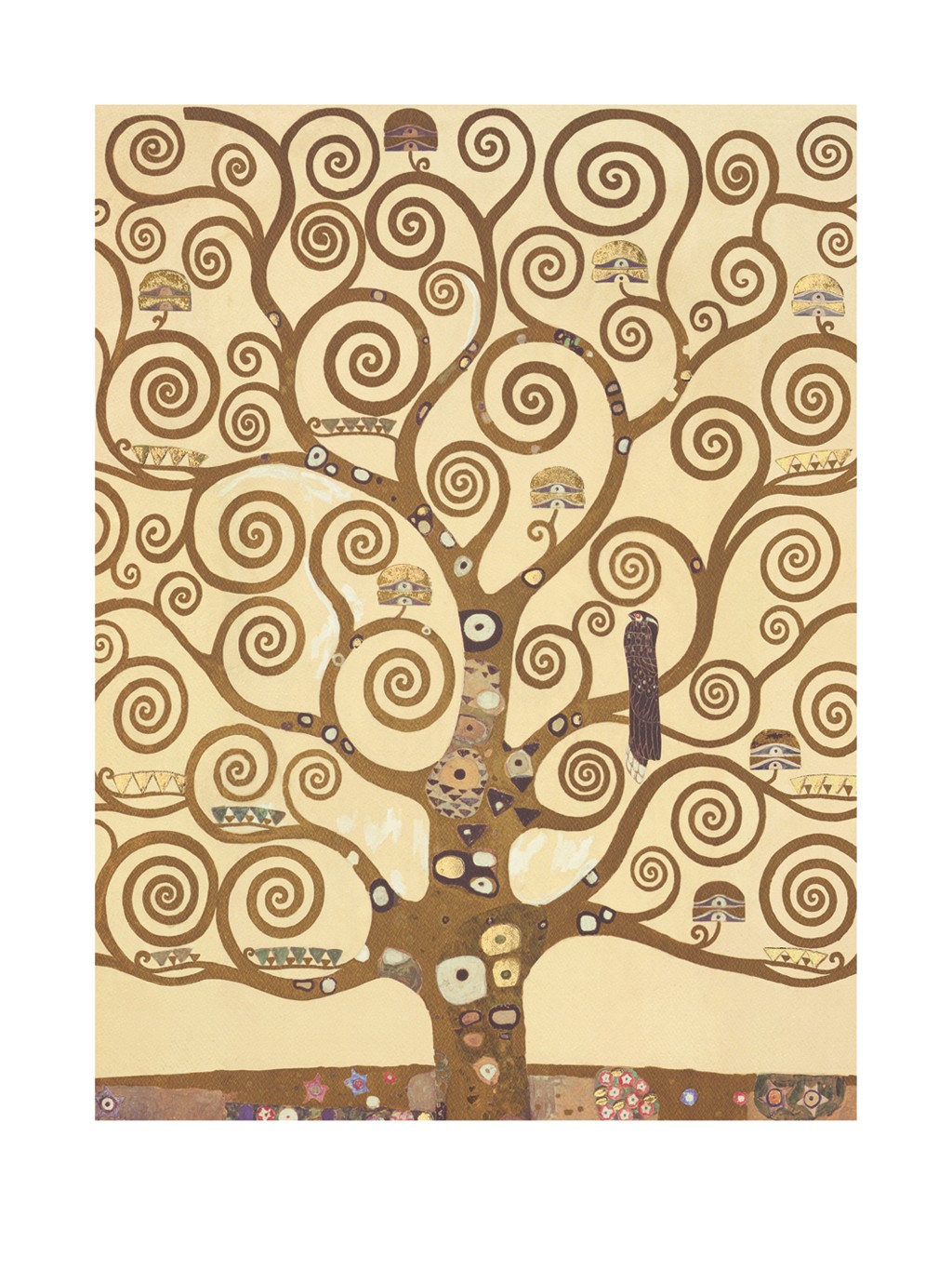 Gustav Klimt, L´Albero della Vita (Wunschgröße, Klassische Moderne,dekorativ, Jugendstil, Baum des Lebens, Vogel, schwarzer Vogel, Ornamente, geometrische Formen, bunt, Wohnzimmer, Treppenhaus, Schlafzimmer, Malerei)