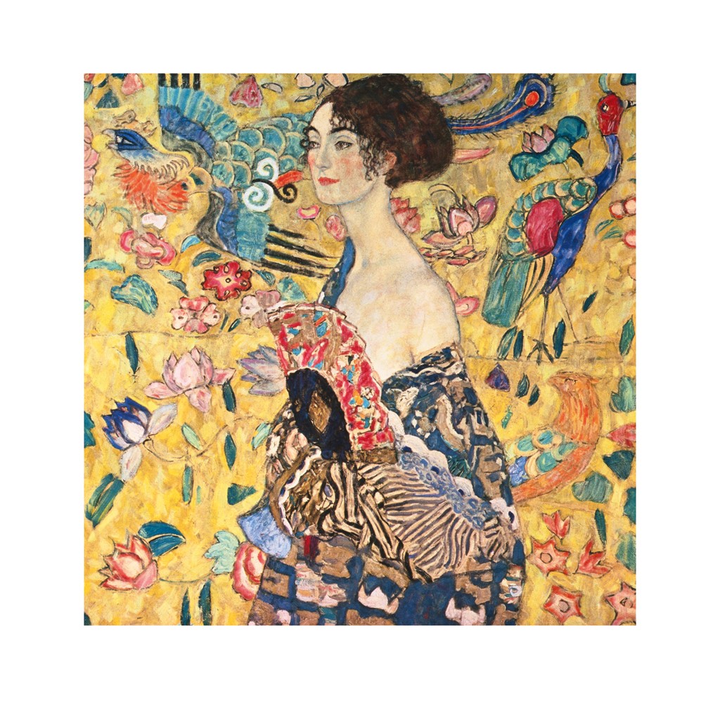 Gustav Klimt, Ritratto di Signora (Klassische Moderne, Jugendstil, dekorativ, Frau, Ornamente, Fächer,  Wohnzimmer, Treppenhaus, Schlafzimmer, Malerei)