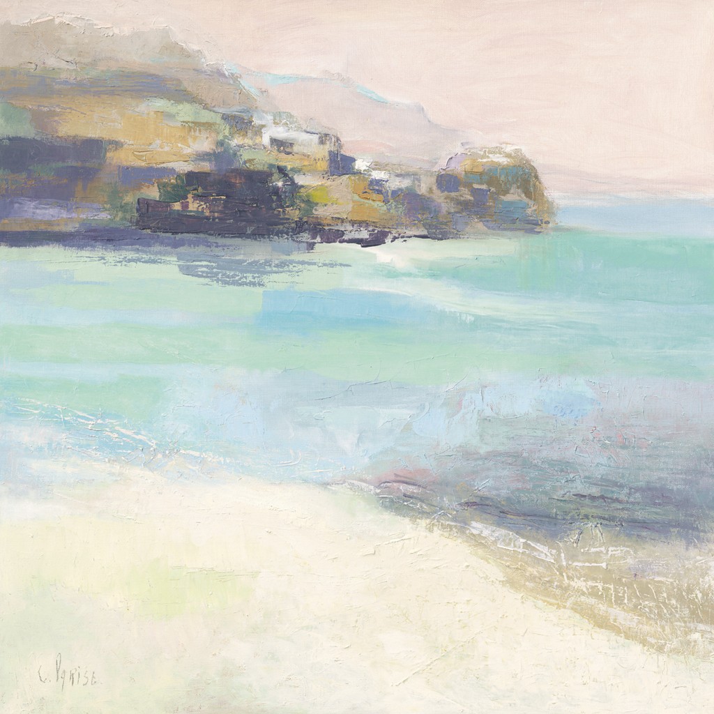 Chantal Parise, Rivage Corse (Landschaft, abstrahiert,  Meeresbrise,  modern, Meer, Sandstrand, Schlafzimmer, Badezimmer, Treppenhaus, Wohnzimmer, bunt)