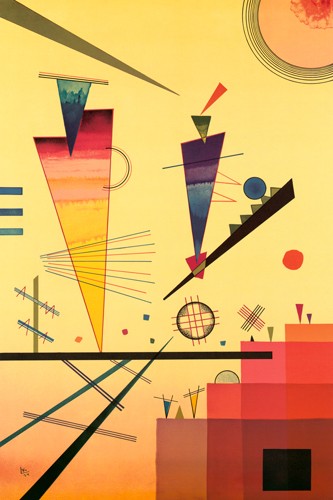 Wassily Kandinsky, Struttura Allegra (Wunschgröße, Klassische Moderne, Malerei, abstrakte Kunst, abstrakte Formen, abstrakte Muster, Dreiecke, Linien, Kreise, Balken, Striche, Quadrate, Farbflächen, Wohnzimmer, Büro, Arztpraxis, bunt)