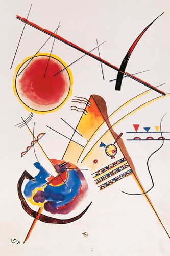 Wassily Kandinsky, Acquarell (Wunschgröße, Klassische Moderne, Malerei, abstrakte Kunst, geometrische Formen, abstrakte Muster, Dreiecke, Kreise, Wellenlinien, Balken, Striche, Linien, Farbflächen, Wohnzimmer, Büro, Arztpraxis, bunt)