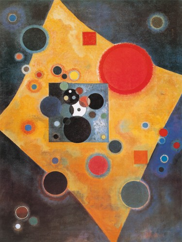 Wassily Kandinsky, Akzent in Rosa (Wunschgröße, Klassische Moderne, Malerei, abstrakte Kunst, abstrakte Formen, geometrische Muster, Blasen, Kreise, Punkte, Vierecke,  Wohnzimmer, Büro, Arztpraxis, bunt)