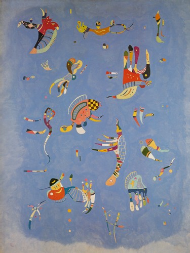 Wassily Kandinsky, Himmelsblau (Wunschgröße, Klassische Moderne, Malerei, abstrakte Kunst, geometrische Formen, abstrakte Muster, Fantasiefiguren, blauer Himmel, Fabelwesen, Wohnzimmer, Arztpraxis, bunt)