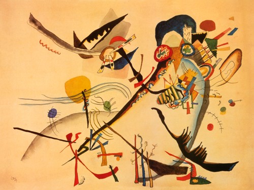 Wassily Kandinsky, Study for a blue segment (Wunschgröße, Klassische Moderne, Malerei, abstrakte Kunst, geometrische Formen, abstrakte Muster, Linien, Kreise, Dreiecke, amorphe Formen, Wellenlinien, Balken, Bögen, Wohnzimmer, Büro, Arztpraxis, bunt)