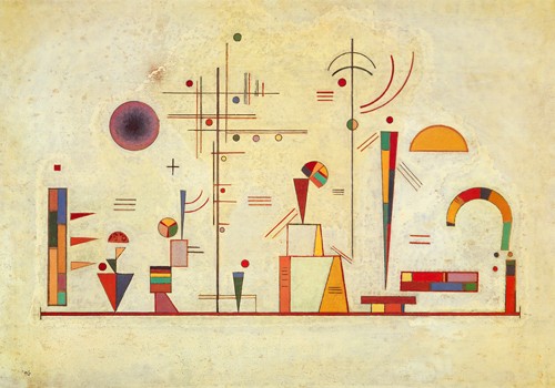 Wassily Kandinsky, Ernst Spass (Wunschgröße, Klassische Moderne, Malerei, abstrakte Kunst, geometrische Formen, abstrakte Architektur, Linien, Kreise, Dreiecke, Halbmond, Bögen Balken, Bögen, Wohnzimmer, Büro, Arztpraxis, bunt)