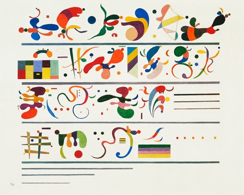 Wassily Kandinsky, Successione (Wunschgröße, Klassische Moderne, Malerei, abstrakte Kunst, Reihen, Fabelwesen, geometrische Formen, abstrakte Muster, Linien, Balken, Schlangenlinien, Striche, Wohnzimmer, Büro, Arztpraxis, bunt)