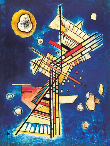Wassily Kandinsky, Faicheur sombre (Wunschgröße, Klassische Moderne, Malerei, abstrakte Kunst, geometrische Formen, abstrakte Architektur, Linien, Kreise, Dreiecke, abstrakte Konstruktion, Balken,  Wohnzimmer, Büro, Arztpraxis, bunt)