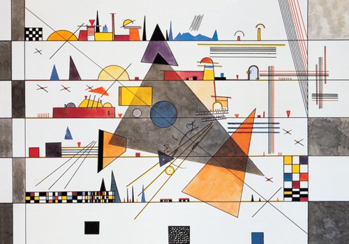 Wassily Kandinsky, Horizontale, 1924 (Wunschgröße, Klassische Moderne, Malerei, abstrakte Kunst, Reihen, abstrakte Architektur, geometrische Formen, abstrakte Muster, Linien, Balken, Schlangenlinien, Striche, Wohnzimmer, Büro, Arztpraxis, bunt)